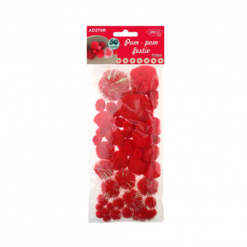 ACCESORII CRAFT - AD279R POM POM FESTIV ROSU DACO