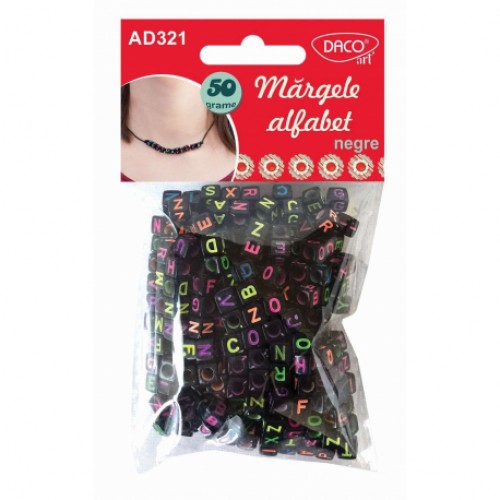 ACCESORII CRAFT - AD321 MARGELE ALFABET NEGRE DACO