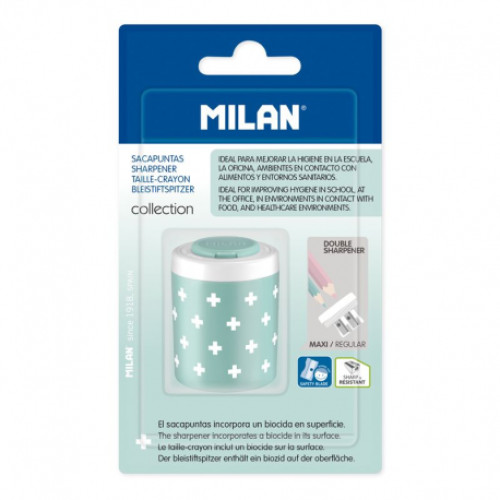 ASCUTITOARE PLASTIC DUBLA CU CONTAINER ANTIBACTERIAL BLISTER MILAN