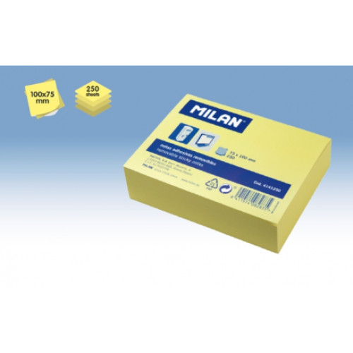 BLOC NOTES ADEZIV 75X100 GALBEN PAL  250 COLI MILAN