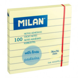 BLOC NOTES ADEZIV 76X76 LINIAT GALBEN PAL MILAN