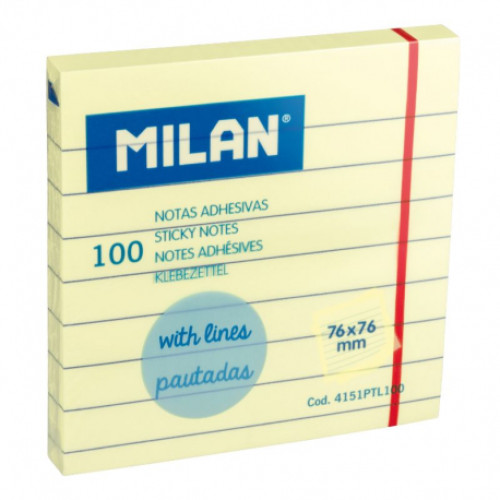 BLOC NOTES ADEZIV 76X76 LINIAT GALBEN PAL MILAN