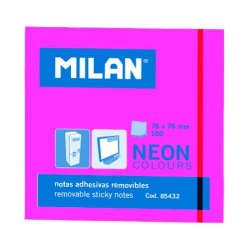 BLOC NOTES ADEZIV 76X76 NEON ROZ