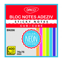 BLOC NOTES ADEZIV CUB 400 FILE 76X76 6 CUL DACO BN206