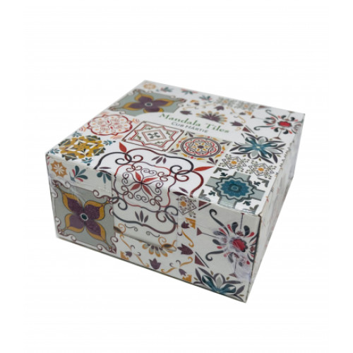 CUB HARTIE ALB CU SUPORT CARTON MANDALA TILES