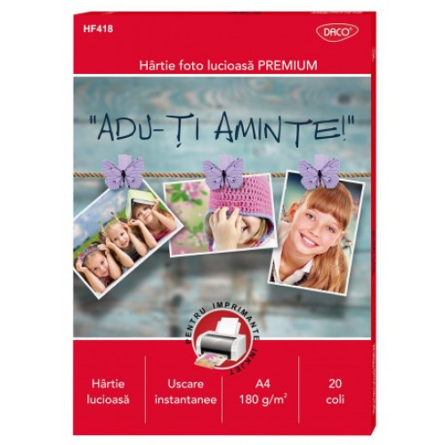 HARTIE FOTO A4 180G 20 COLI DACO HF418