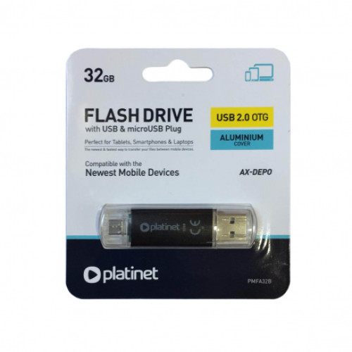 MEMORIE USB STICK 2.0 32GB + MICRO USB PLATINET