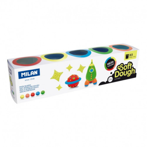 PLASTILINA USOARA 5X142G NEON MILAN