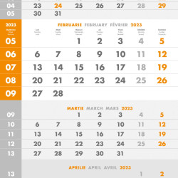 CALENDAR PERETE TRIPTIC GRI 12 FILE 330*480 MM EGO