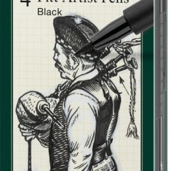 PITT ARTIST PEN SET 4 BUC NEGRU ( 1.5,C,B,FM) FABER-CASTELL
