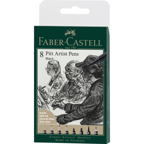PITT ARTIST PEN SET 8 BUC NEGRU 2022 FABER-CASTELL