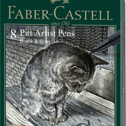 PITT ARTIST PEN SET 8 BUC NEGRU & GRI FABER-CASTELL