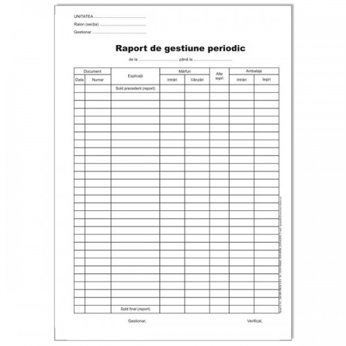 RAPORT DE GESTIUNE PERIODIC AUTOCOPIATIV
