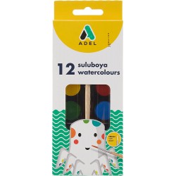 ACUARELE 12 CULORI 24MM CU PENSULA ADEL