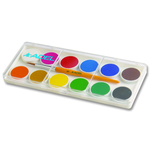 ACUARELE 12 CULORI 24MM CU PENSULA ECONOMY ADEL