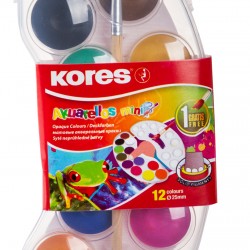 ACUARELE 12 CULORI 25MM CU PENSULA AKUARELLOS MINI KORES