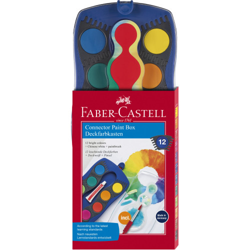 ACUARELE 12 CULORI CONNECTOR ALBASTRE FABER-CASTELL