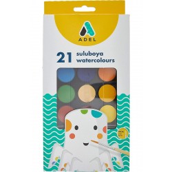 ACUARELE 21 CULORI 30MM CU PENSULA ADEL