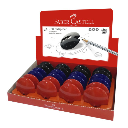 ASCUTITOARE PLASTIC SIMPLA UFO ROSU-ALBASTRU-NEGRU FABER-CASTELL