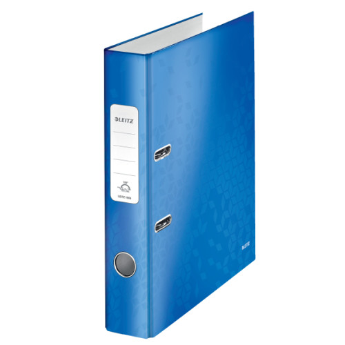 BIBLIORAFT PLASTIFIAT 5CM ALBASTRU METALIZAT WOW LEITZ