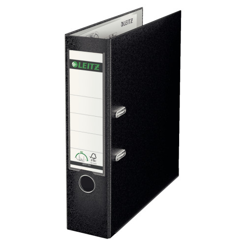 BIBLIORAFT PLASTIFIAT 8CM 180GRADE NEGRU LEITZ