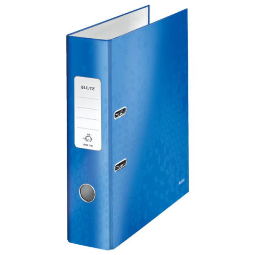 BIBLIORAFT PLASTIFIAT 8CM ALBASTRU METALIZAT WOW LEITZ