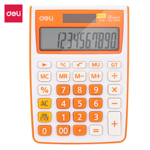 CALCULATOR BIROU 12DIG ALB-PORTOCALIU 1238 DELI
