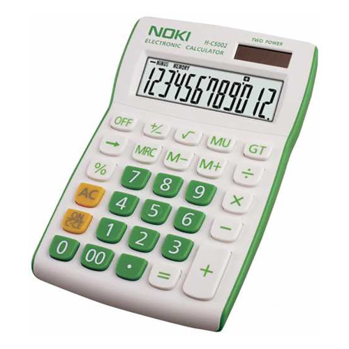 CALCULATOR BIROU 12DIG HCS002 ALB/VERDE NOKI