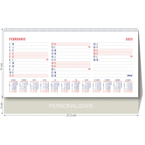 CALENDAR BIROU TRIPTIC 12 FILE 213*110MM EGO