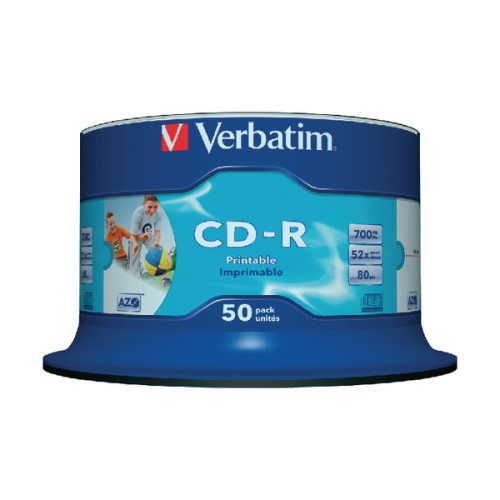 CD-R PRINTABIL 50/SET VERBATIM 700MB 52X 43438