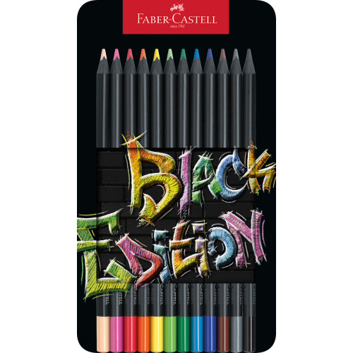 CREIOANE COLORATE 12 CULORI BLACK EDITION CUTIE METAL FABER-CASTELL