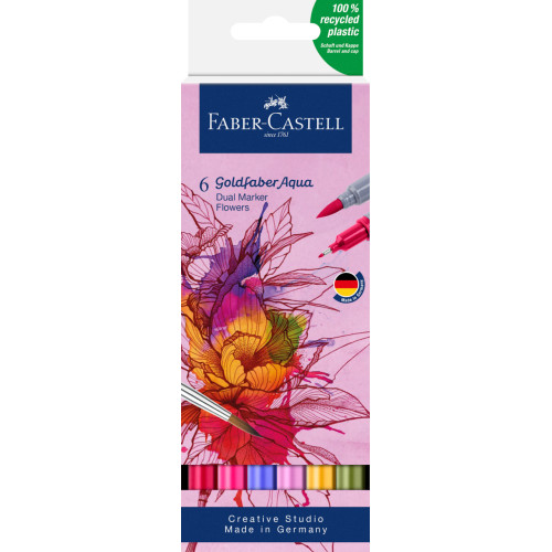 MARKER SOLUBIL 2 CAPETE SET 6 BUC FLORI GOLDFABER FABER-CASTELL