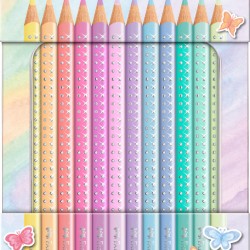 SET CADOU 12 CREIOANE COLORATE PASTEL SPARKLE FABER-CASTELL