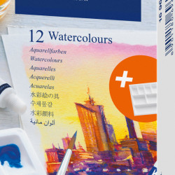 TEMPERA ACUARELE 12 CULORI 9ML + PALETA FABER-CASTELL