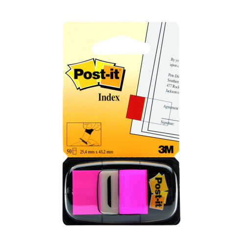 INDEX PLASTIC 25.4*43.7 MM ROZ NEON POST-IT 3M