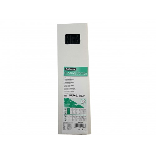 INEL PLASTIC 6MM NEGRU PT 2-20 COLI 100/CUT FELLOWES
