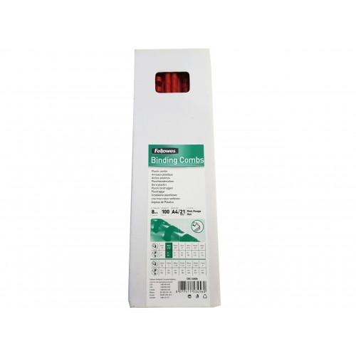INEL PLASTIC 8MM ROSU PT 21-40 COLI 100/CUT FELLOWES
