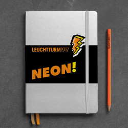 CAIET A5 PUNCTAT COP. RIGIDA ARGINTIU&PORTOCALIU NEON LEUCHTTURM