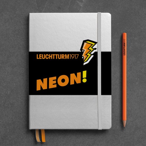 CAIET A5 PUNCTAT COP. RIGIDA ARGINTIU&PORTOCALIU NEON LEUCHTTURM
