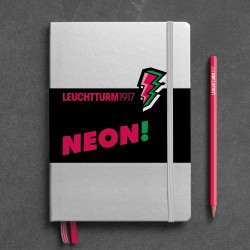 CAIET A5 PUNCTAT COP. RIGIDA ARGINTIU & ROZ NEON LEUCHTTURM