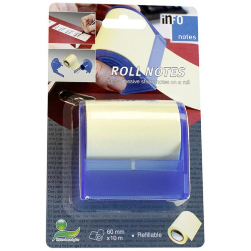 DISPENSER NOTES ADEZIV IN ROLA 60MM*10M GALBEN PAL INFO NOTES