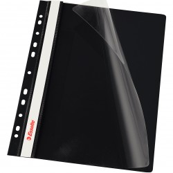 DOSAR PLASTIC CU SINA SI MULTIPERFORATII NEGRU 10/SET ESSELTE