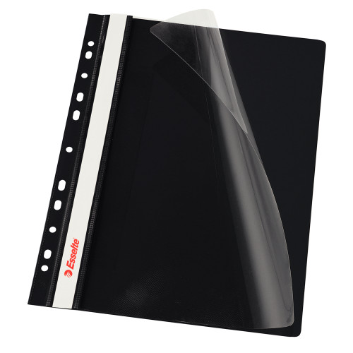 DOSAR PLASTIC CU SINA SI MULTIPERFORATII NEGRU 10/SET ESSELTE