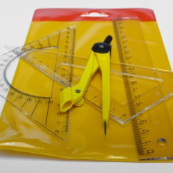 SET GEOMETRIE RIGLA 20CM CU COMPAS 5 PIESE FLARO