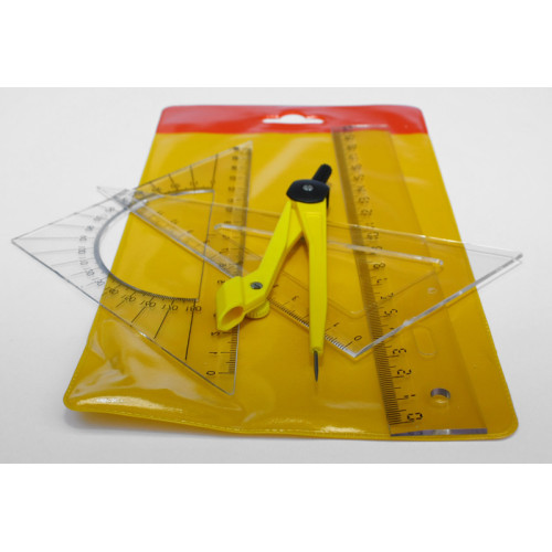 SET GEOMETRIE RIGLA 20CM CU COMPAS 5 PIESE FLARO