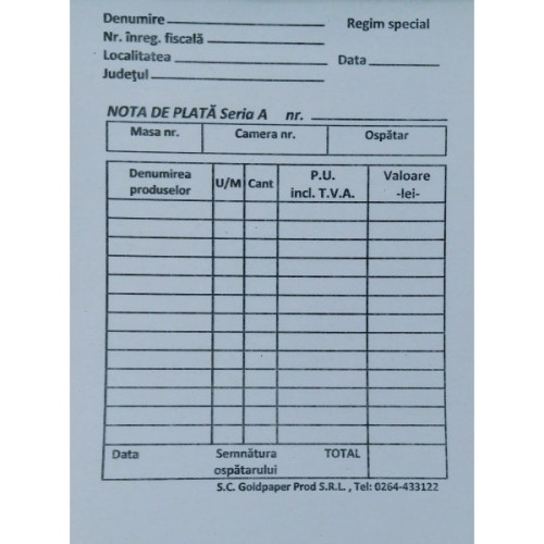 NOTA PLATA