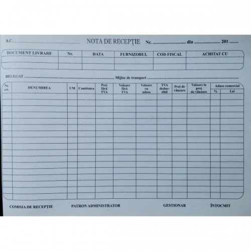NOTA RECEPTIE MODEL VECHI