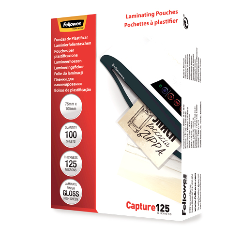 FOLIE 75X105MM 125 MICRONI 100/TOP FELLOWES