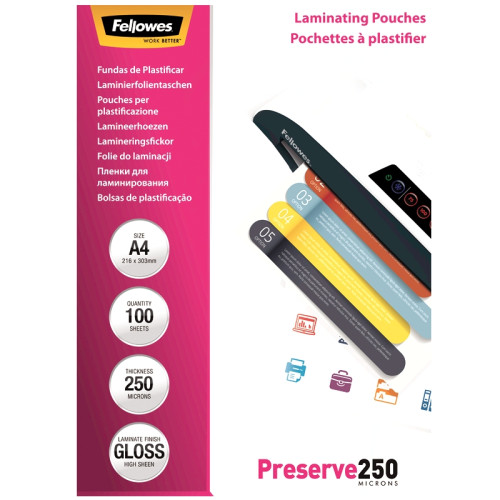 FOLIE A4 250 MICRONI 100/TOP FELLOWES