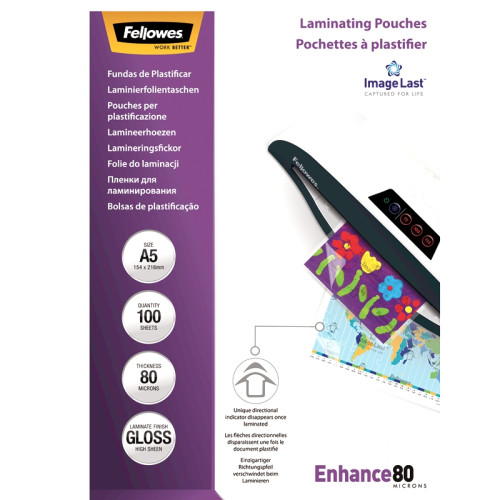 FOLIE A5 80 MICRONI 100/TOP FELLOWES